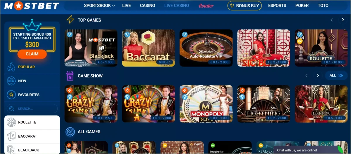 Live casino operates 24/7 with 150+ tables from Evolution Gaming, Pragmatic Play Live, and Ezugi Live casino section with professional dealers at various table games