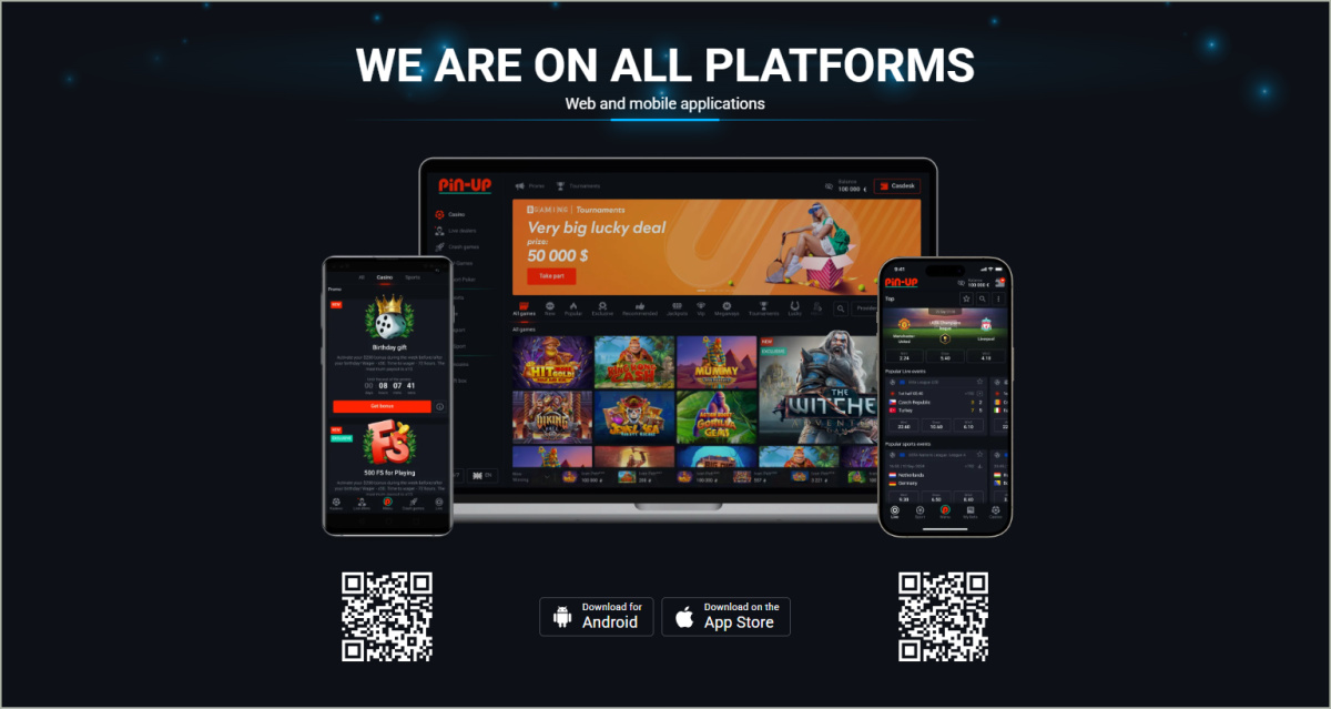Pin Up mobile app for Android and web version for iOS devices Screenshots of Pin Up Android app interface and iOS web version comparison