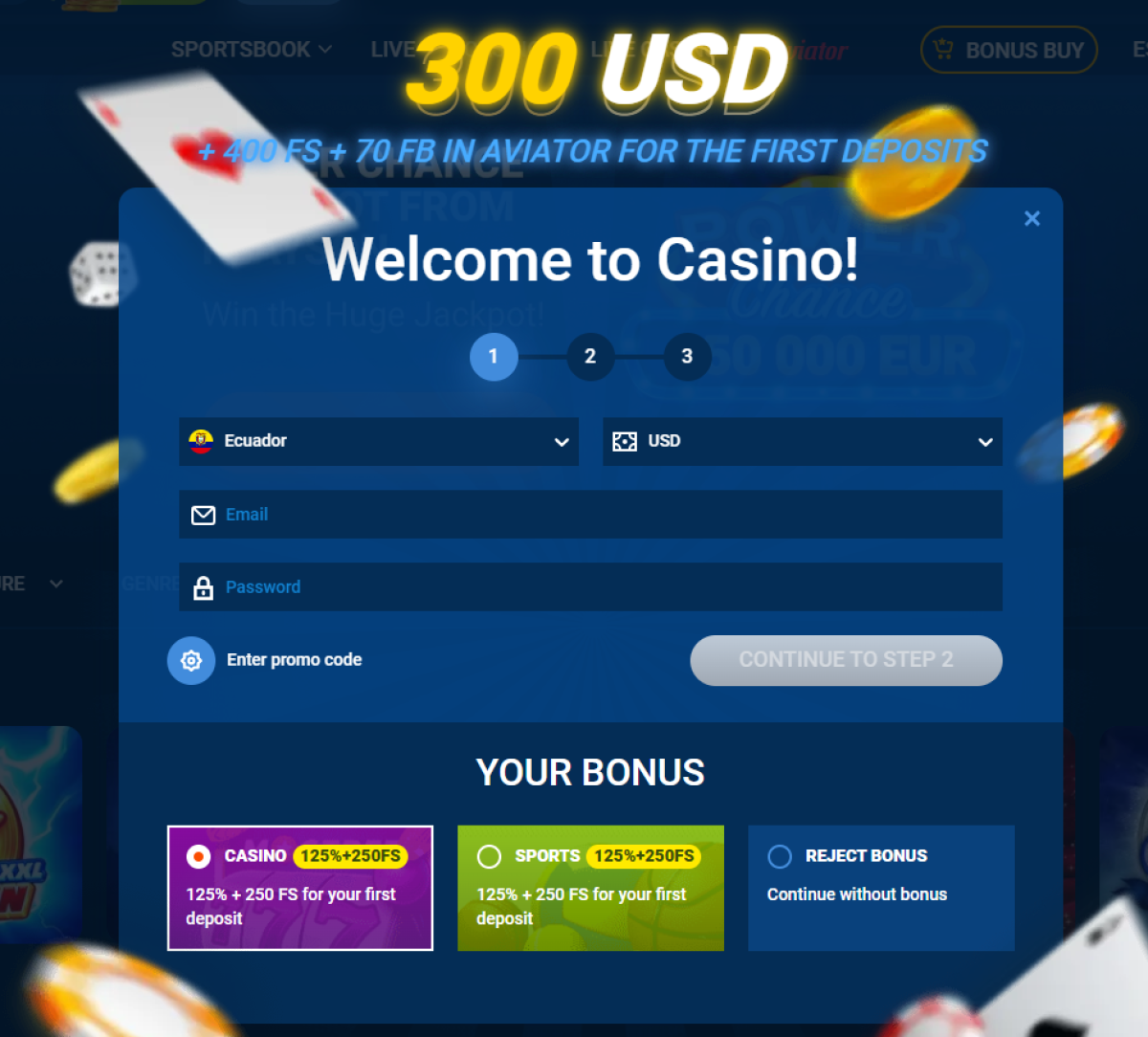 Mostbet casino registration form with country, currency and bonus choice