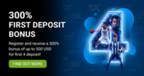 1xBet welcome bonus 2026: up to $500 (or $650 with a promo code) on your first four deposits